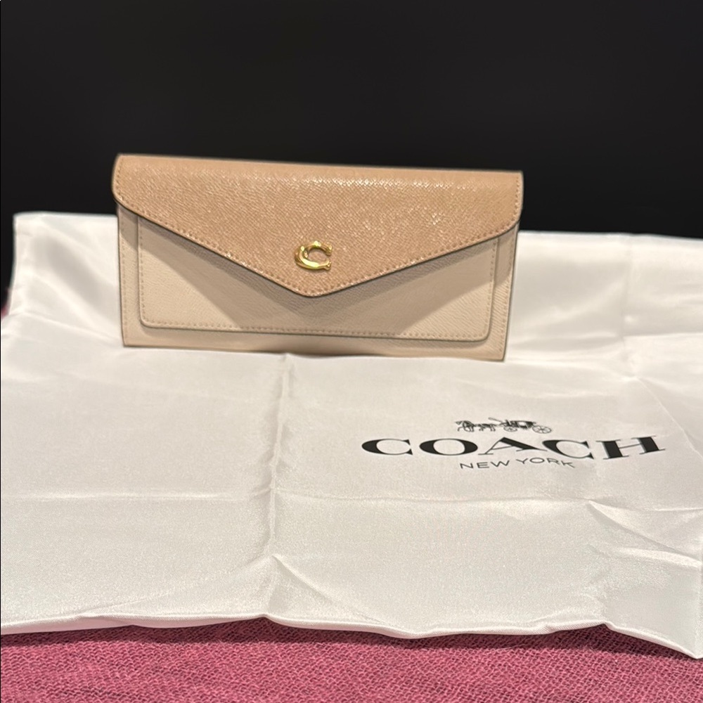 Coach Tan Leather Wallet with Gold Hardware